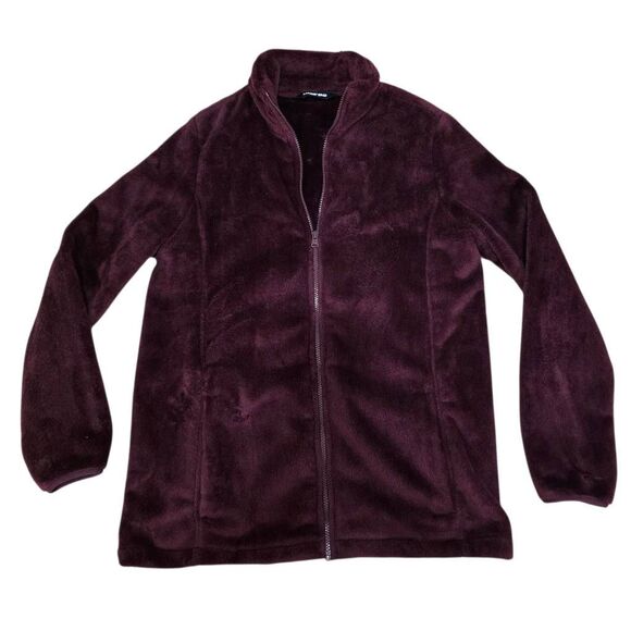 Lands End Deep Mulberry Fleece Cozy Soft Jacket Women's Medium Purple Full Zip - Picture 1 of 7